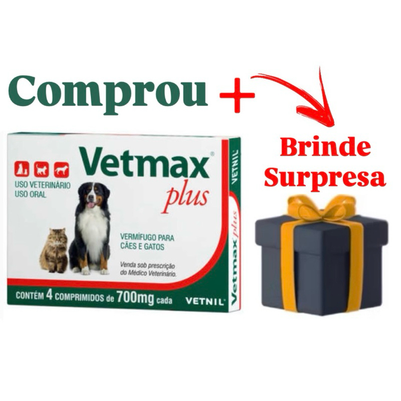 Vetmax Plus 700mg Vermífugo Vetnil - 4 Comprimidos