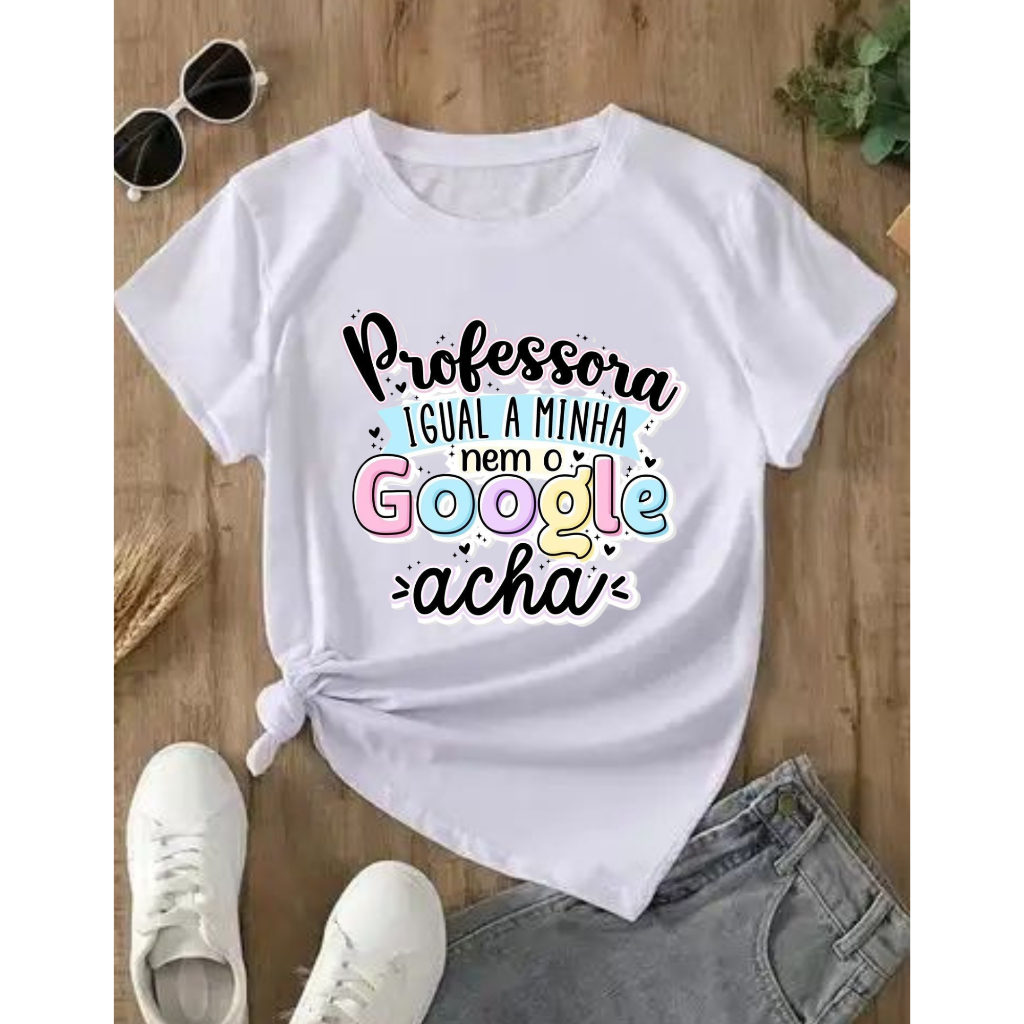 Tshirts - Camseta Branca Feminina Baby Look Educação Poliéster Estampada - Professora