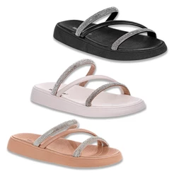 Sandália Feminina Papete Strass Pedrinha Moleca Original Lançamento Macia Leve Despojada Casual Moderna