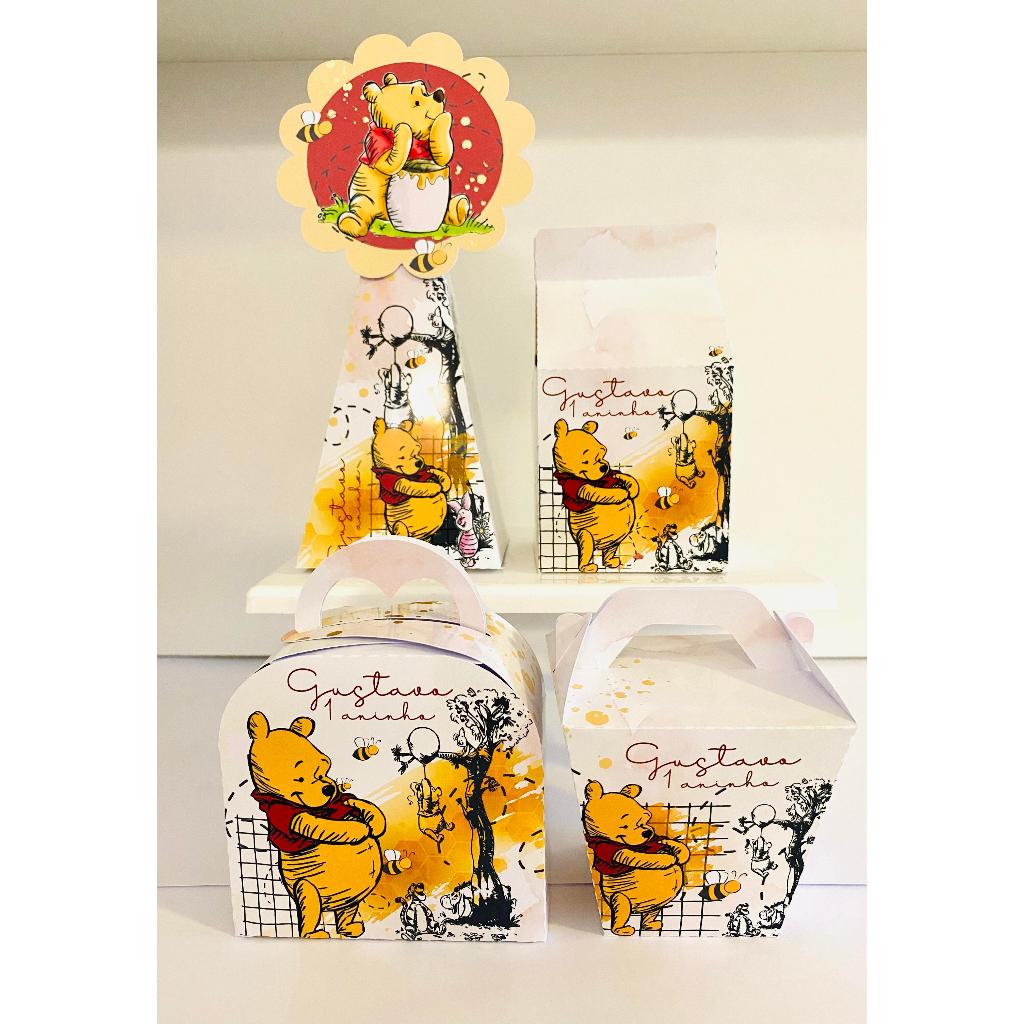 ⭐ Kit Caixinhas Personalizadas Ursinho Pooh - Kit festa Infantil - Papelaria Personalizada