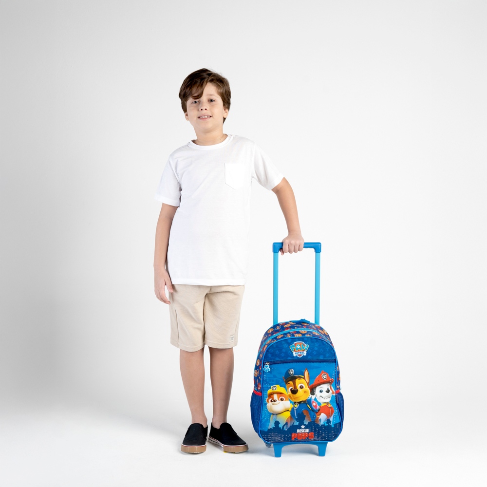 Kit Mochila de Rodinha, Lancheira Térmica e Estojo Infantil Masculina Patrulha Canina Chase e Equipe Azul — imagem 2 de 2