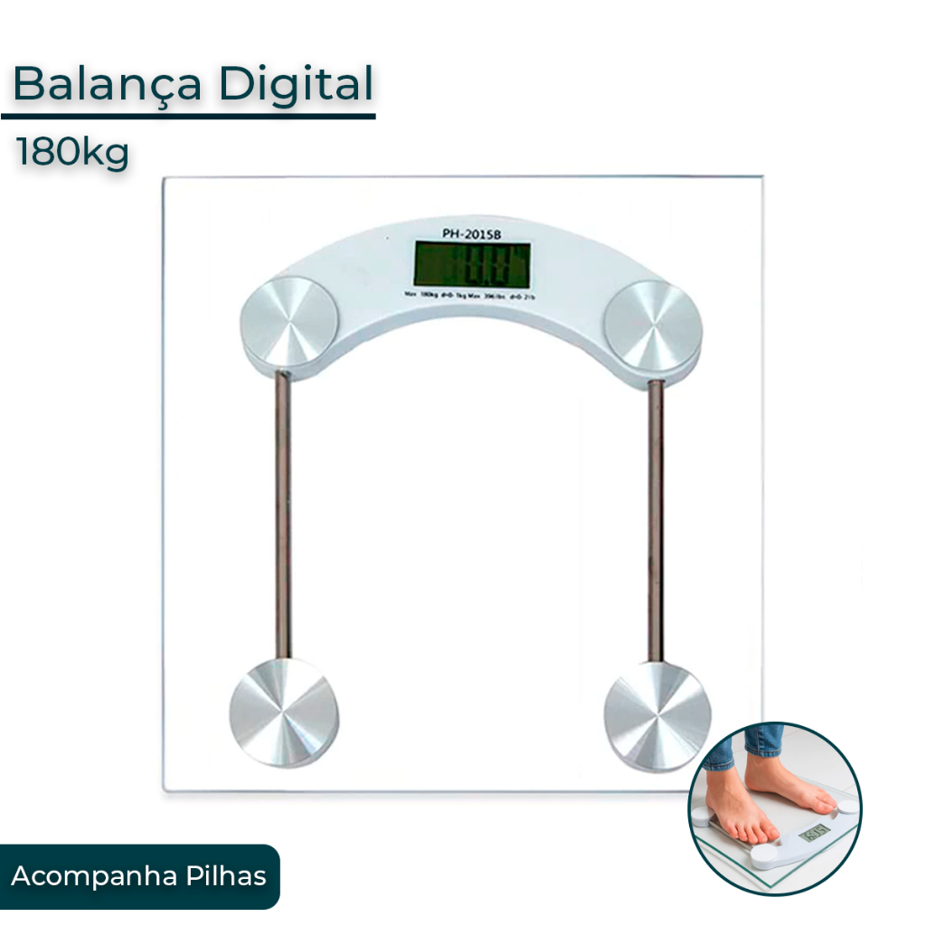 Balança Corporal Digital Até 180kg Com Vidro Temperado Premium
