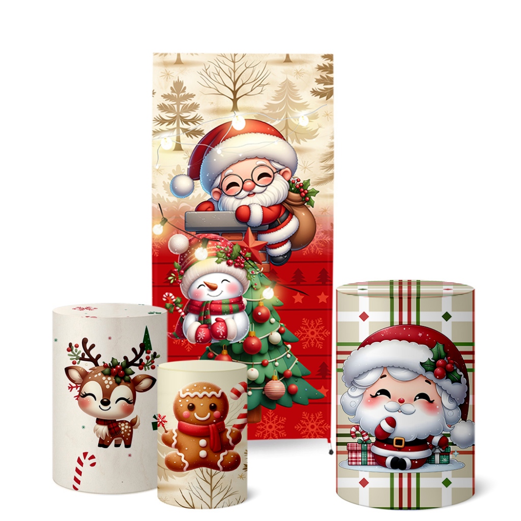 Trio Capas Cilindro + Painel Lateral Romano Natal