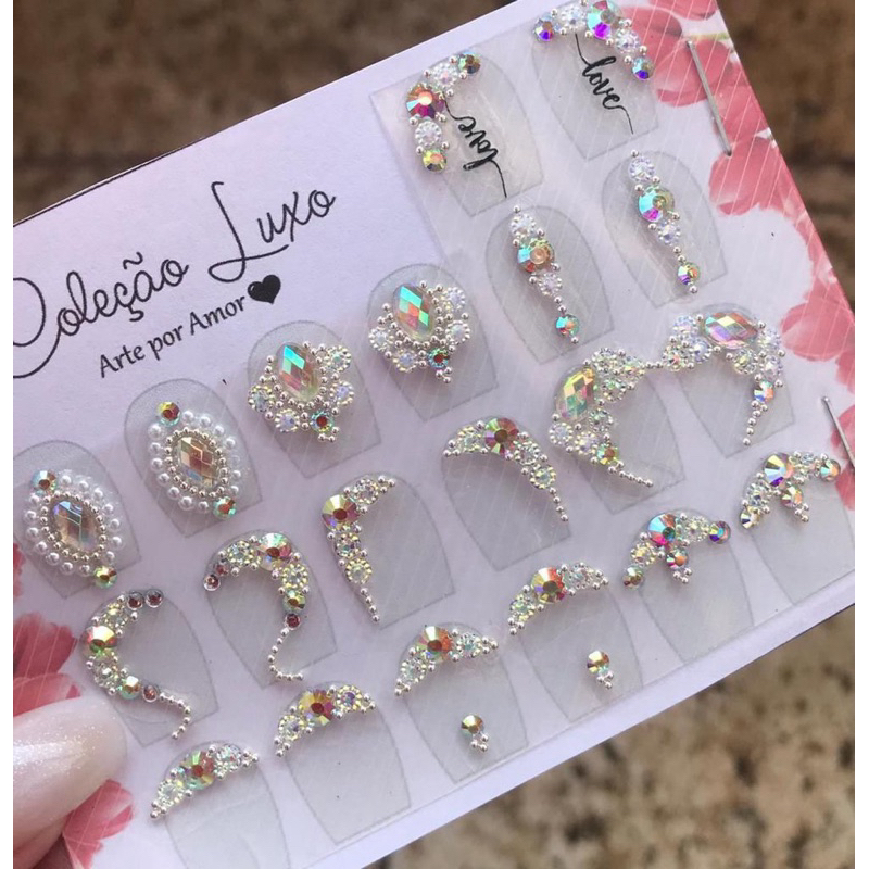 Joias de Unhas Luxo, adesivos de unha, decoração de unha C1 em Oferta na Shopee