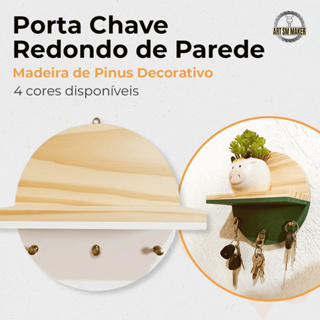 Porta Chave Redondo De Parede Madeira De Pinus Decorativo de Parede em Oferta na Shopee