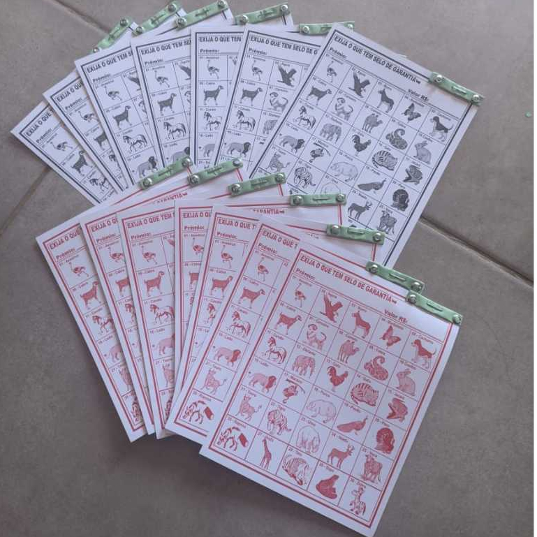 50 Rifas de 30 Bichos Bichos Sortidas Vermelho + Preto + Brinde