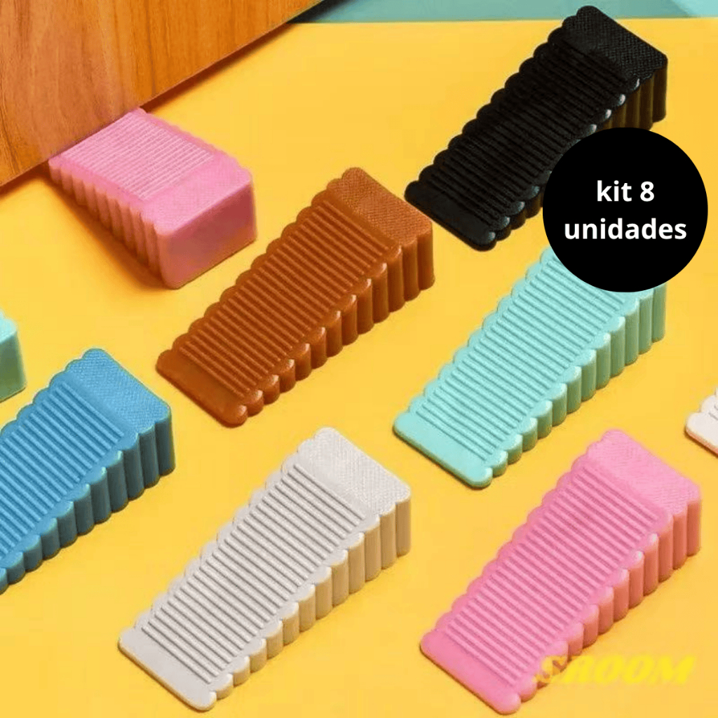 Kit 8 Trava Calço Cunha Transparente Prendedor Aparador Para Porta