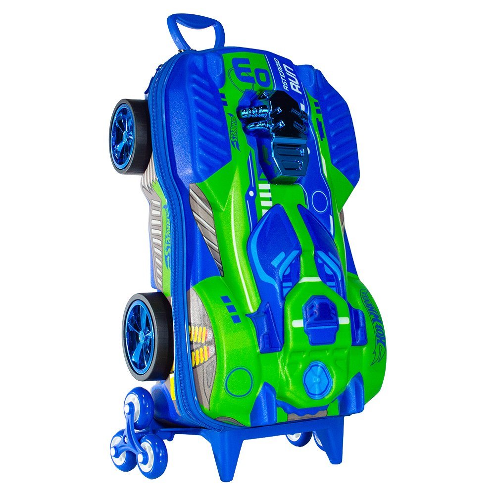 Mala Infantil Hot Wheels 3D Carro Esportivo Mala de Rodinha Viagem Escolar Criança Menino Carrinho