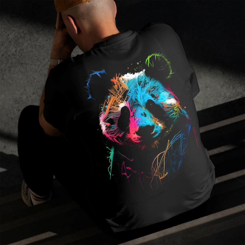 Camiseta Masculina Estampada Deus Panda 100% Algodão Estilo Conforto Diário Do Tamanho P ao GG