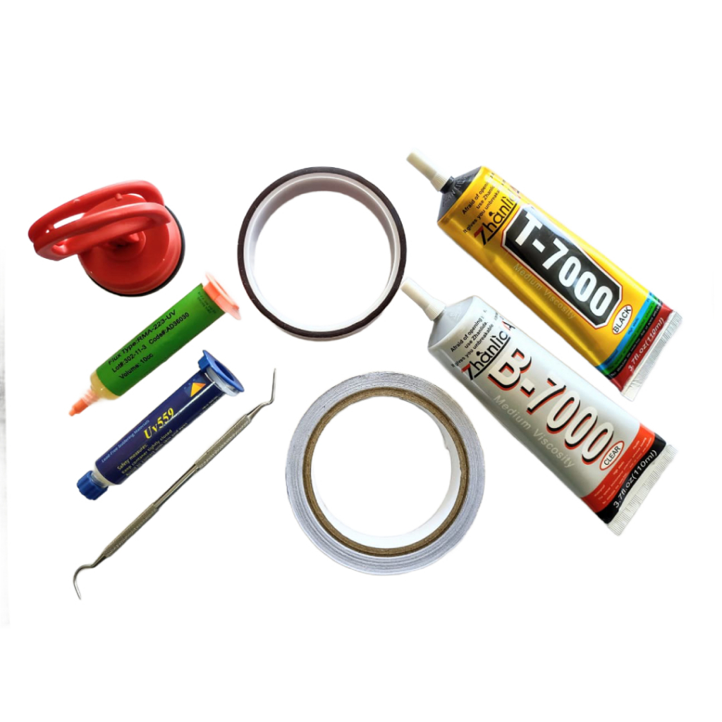 Kit Manutencao Celular 8x1 Fita Kapton E Aluminio Cola B7000 E T7000