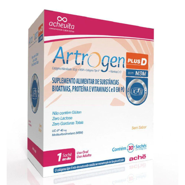 Colágeno Artrogen Plus D com MSM 30 sachês