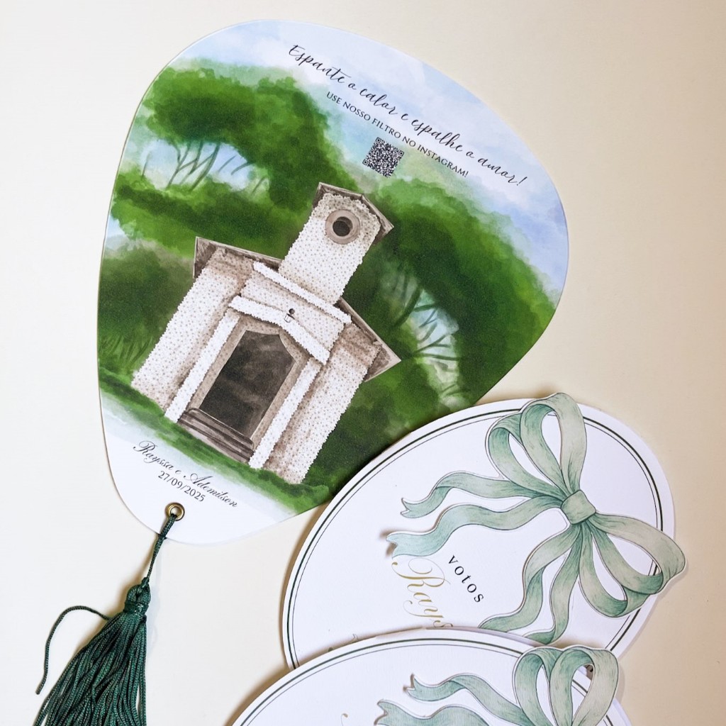 Ventarola / Leque de Papel Personalizado para casamento