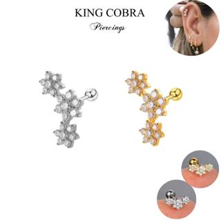 Piercing com Três Flor Zircônia | Helix, Tragus, Conch, Nariz, Boca-Medusa e Outros KB505 -1 unidade em Oferta na Shopee