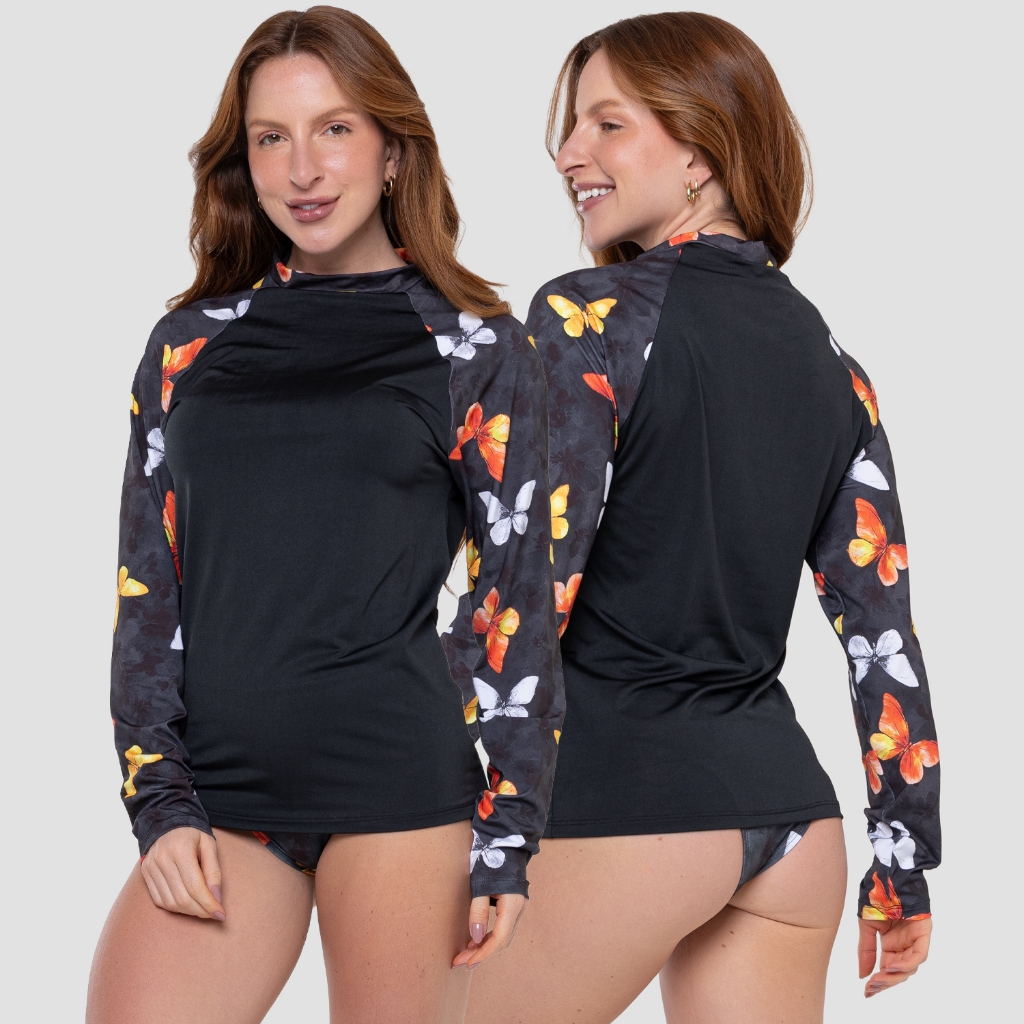 Blusa Térmica Feminina Proteção Uv Manga Longa Estampada Moda Praia Verão 2022 031