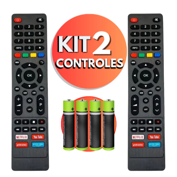 Kit Com 2 Controle Remoto Philco Para Smart Tv 4k LED LCD UHD 32 40 43 50 55 65 Polegadas