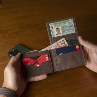 Carteira Masculina Porta Cartão de Couro Legítimo CNH Cartão e Cédulas