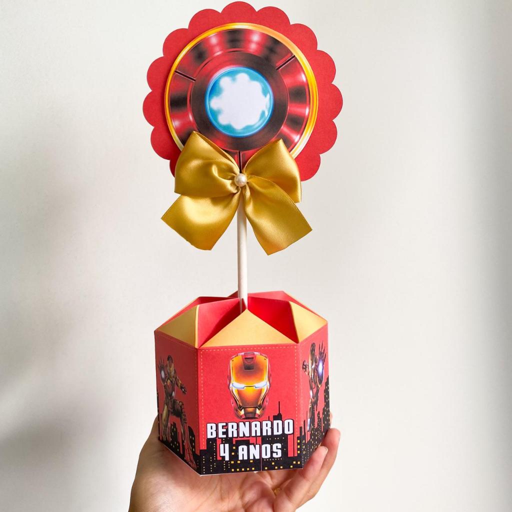 Centro de mesa Homem de Ferro | Heróis | Cachepô | Arranjo de mesa | Lembrancinhas | Festa infantil