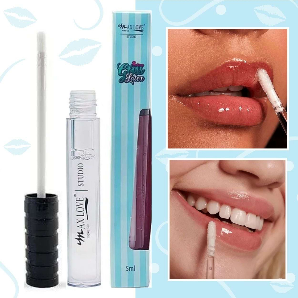 Gloss Max love -Hidratante, volumoso e Brilho Intenso - Latex, Morango, Maça, Incolor e Mágico