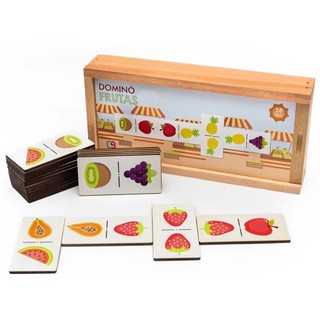 Dominó Frutas | Jogo Educativo Infantil de Madeira Ecológica | Brinquedo Pedagógico