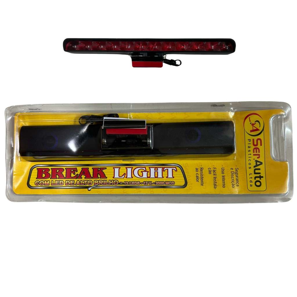 Break Light Luz Freio 12v (preto/luz Vermelha) 12 Leds