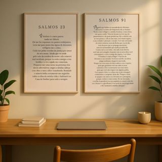Kit 2 Quadros Decorativos Salmos 23 e 91 Salmos de Proteção E Fé Kit Espiritual para decorar com Fé e Estilo em Oferta na Shopee