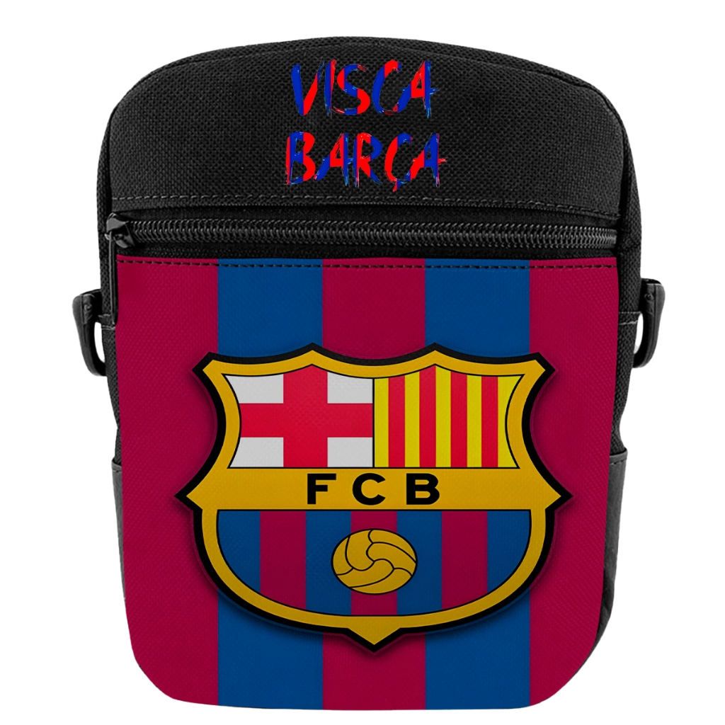 Shoulder Bag Bolsa Futebol Barcelona Jogador Pochete Necessaire Treino Time Esportiva Porta Celular Carteira