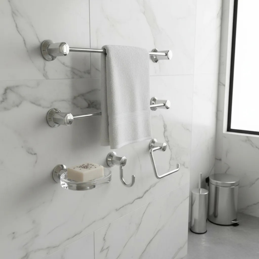 Kit Acessórios para Banheiro  Bella Arte 5 Peças de Luxo Completo e Elegante para Decoração