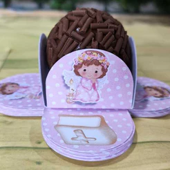 BATIZADO ROSA Kit Forminhas 4 Pétalas Nº 6 para Doces Festa Aniversário Docinhos