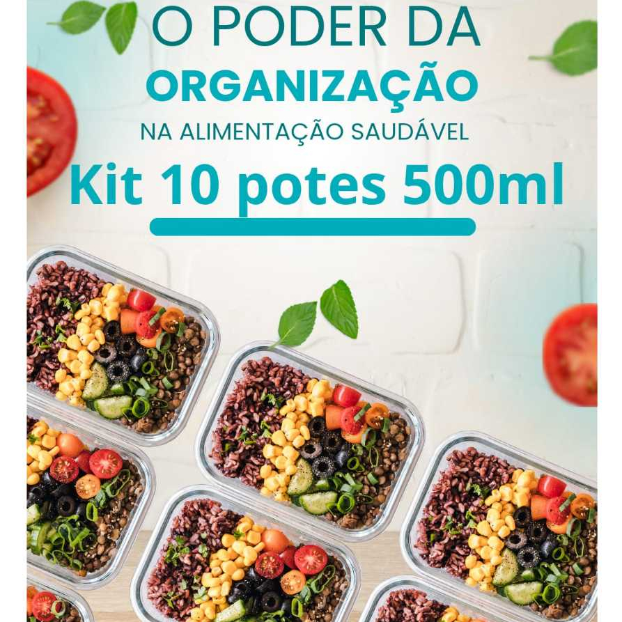 Kit 10 unidade Pote 500ml BPA FRE Tigela Plástico Transparente Marmitas Congelada Freezer Microondas