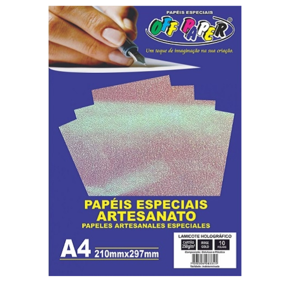 Papel lamicote A4 250g Holográfico Rose Gold Lamicote Off Paper - ÓTIMA QUALIDADE em Oferta na Shopee