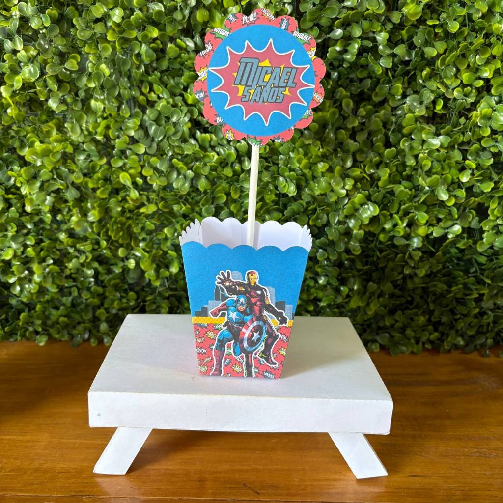 CENTRO DE MESA PERSONALIZADO CACHEPOT - PEGUE E MONTE - Vingadores - Lembrancinha - Cachepo - Festa