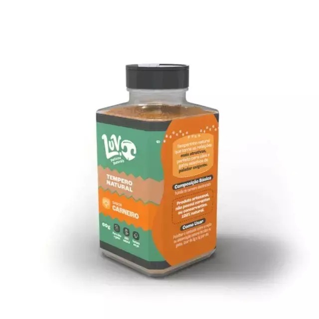 Tempero/Saborizante Natural Sabor Carneiro 60g P/Cachorros e Gatos Luv