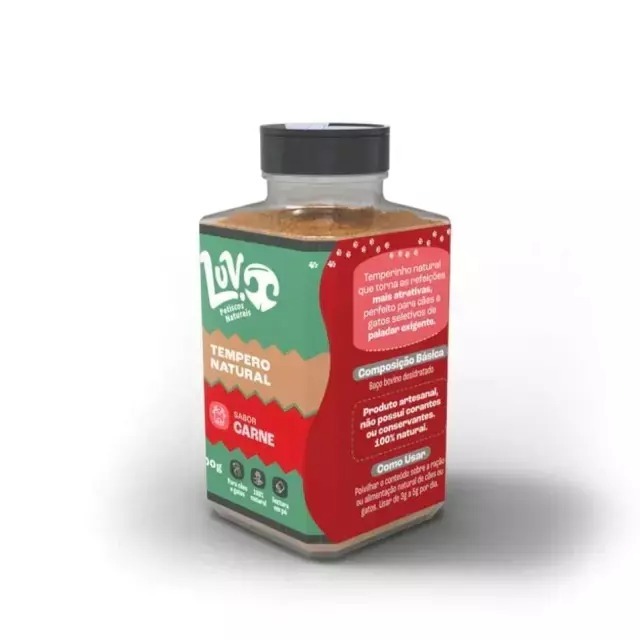 Tempero/Saborizante Natural Sabor Carne 100g P/Cachorros e Gatos Luv