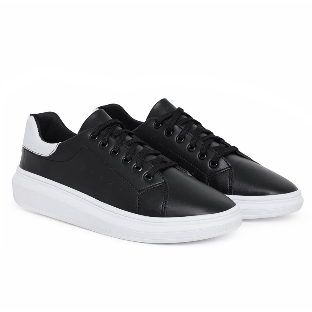 tênis preto casual masculino sneaker sola alta bicolor sapatenis em promoção