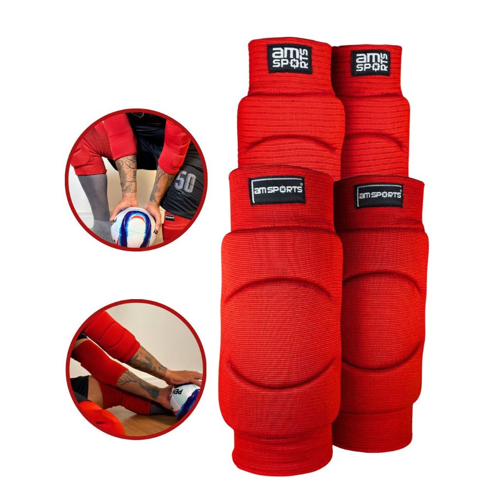 Detalhes do Kit Joelheira e Cotoveleira Adulto Goleiro Futsal Profissional e Amador Armadura AM Sports Premium