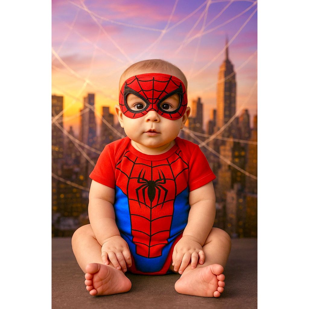 Body Temático bebê Homem aranha Body+Máscara Fantasia bebê Miranha Body super heróis Body Mesversario Homem Aranha em Oferta na Shopee