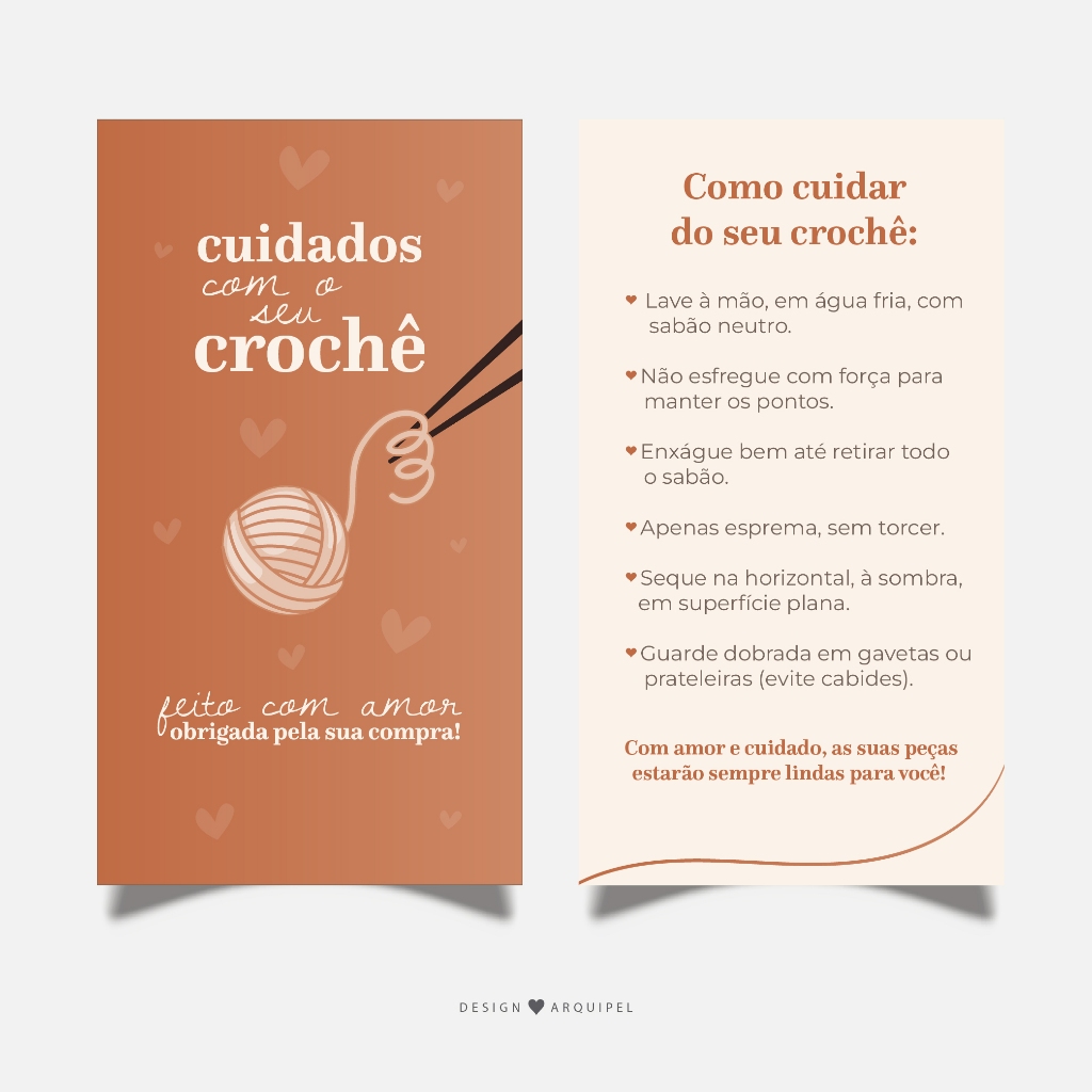 Cartão de Cuidados com seu crochê, tag lavagem, tag de cuidados com a peça, artesanato em Oferta na Shopee