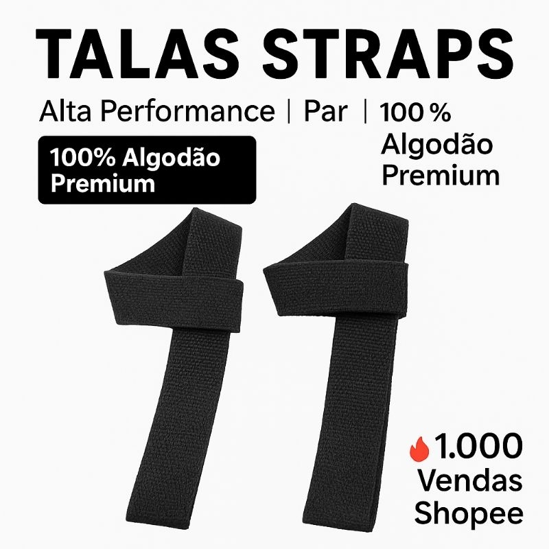 Tala straps academia/100% Algodão.Pegada Firme Anti Derrapante/Varias Cores O Par