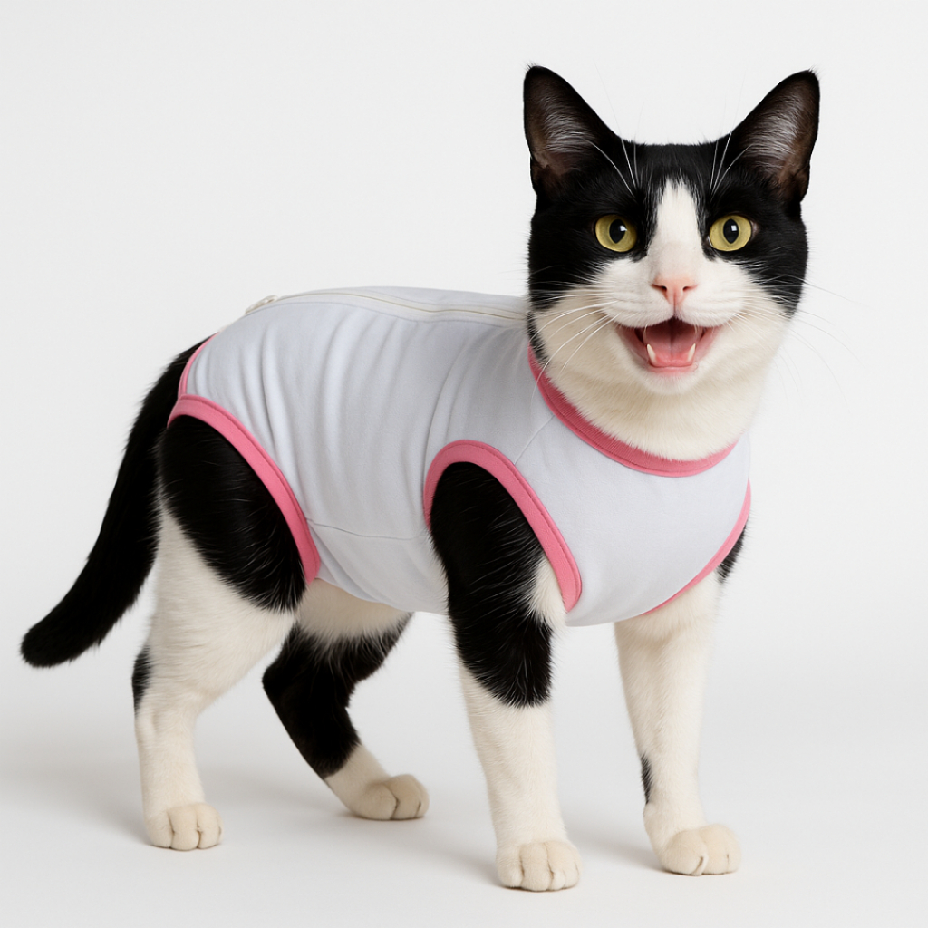 Roupa Pós Cirúrgica Pet - Macacão Protetor para Gato Castração Cirurgia Macho e Fêmea