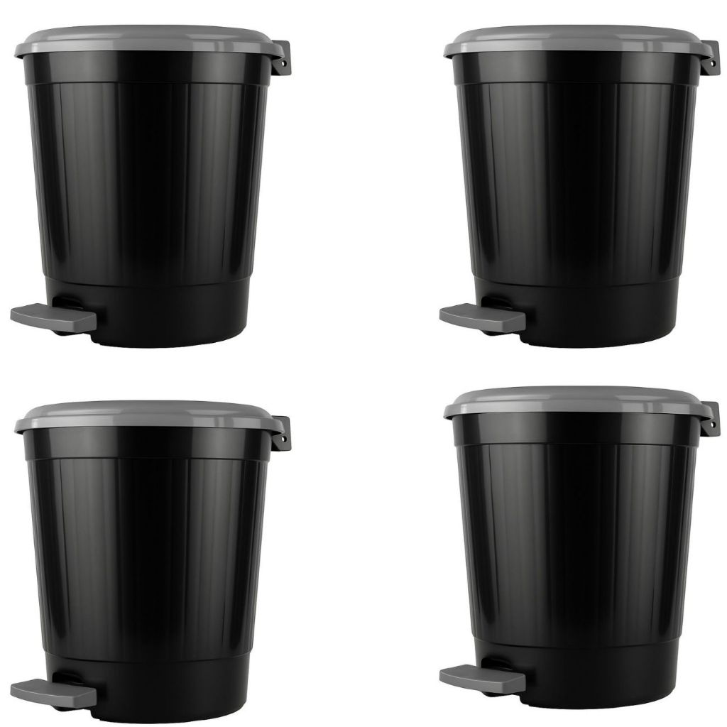 Kit 4 Lixeira com pedal Cozinha Banheiro Escritório 7 litros Preta