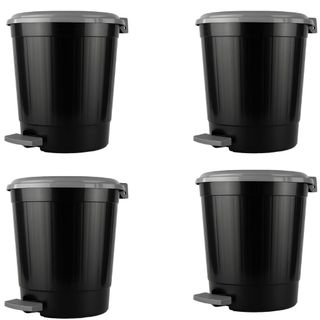 Kit 4 Lixeira com pedal Cozinha Banheiro Escritório 7 litros Preta