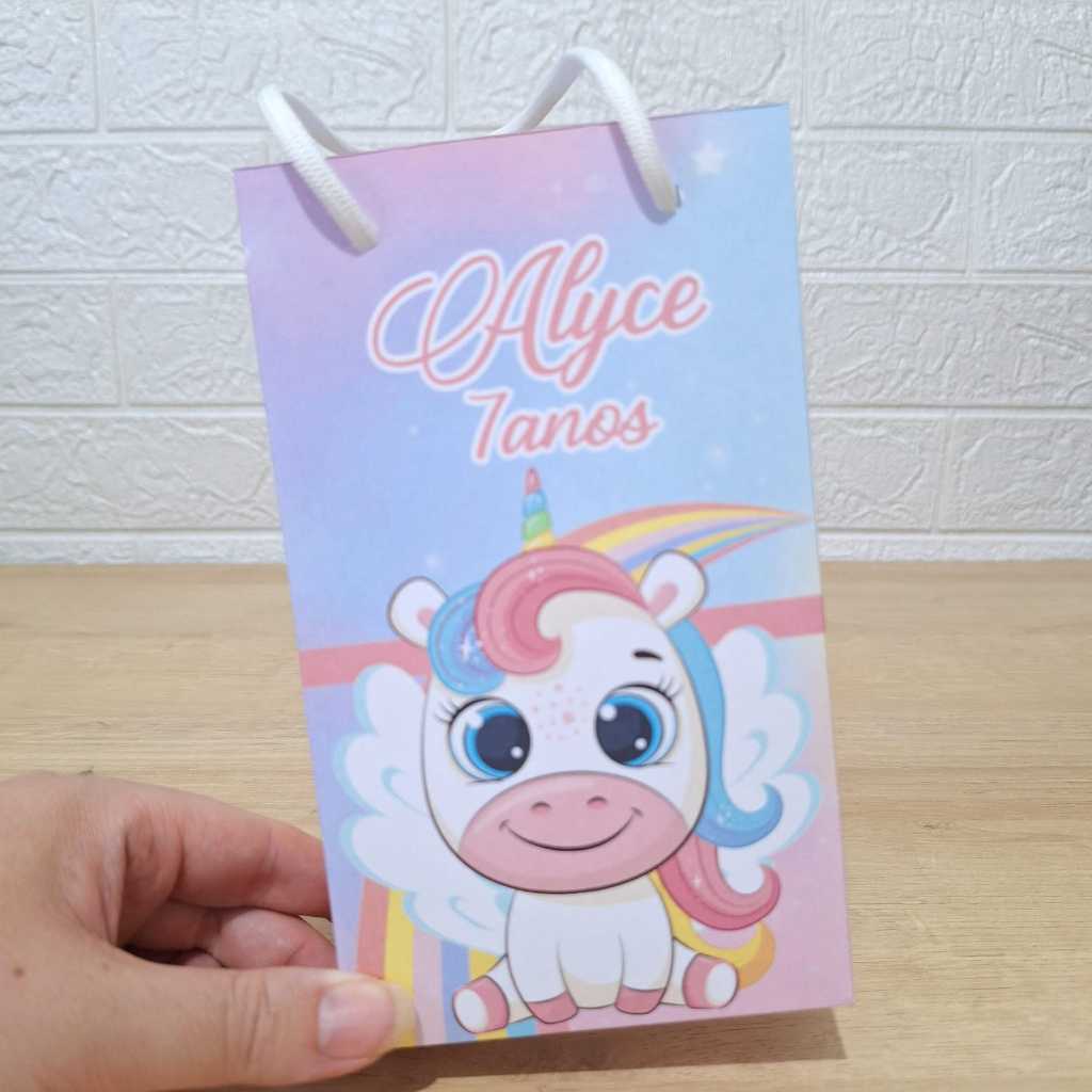 Sacolinha Personalizada Unicornio  PEGUE E MONTE - Sacolinha Personalizada Suspresa - Lembrancinhas