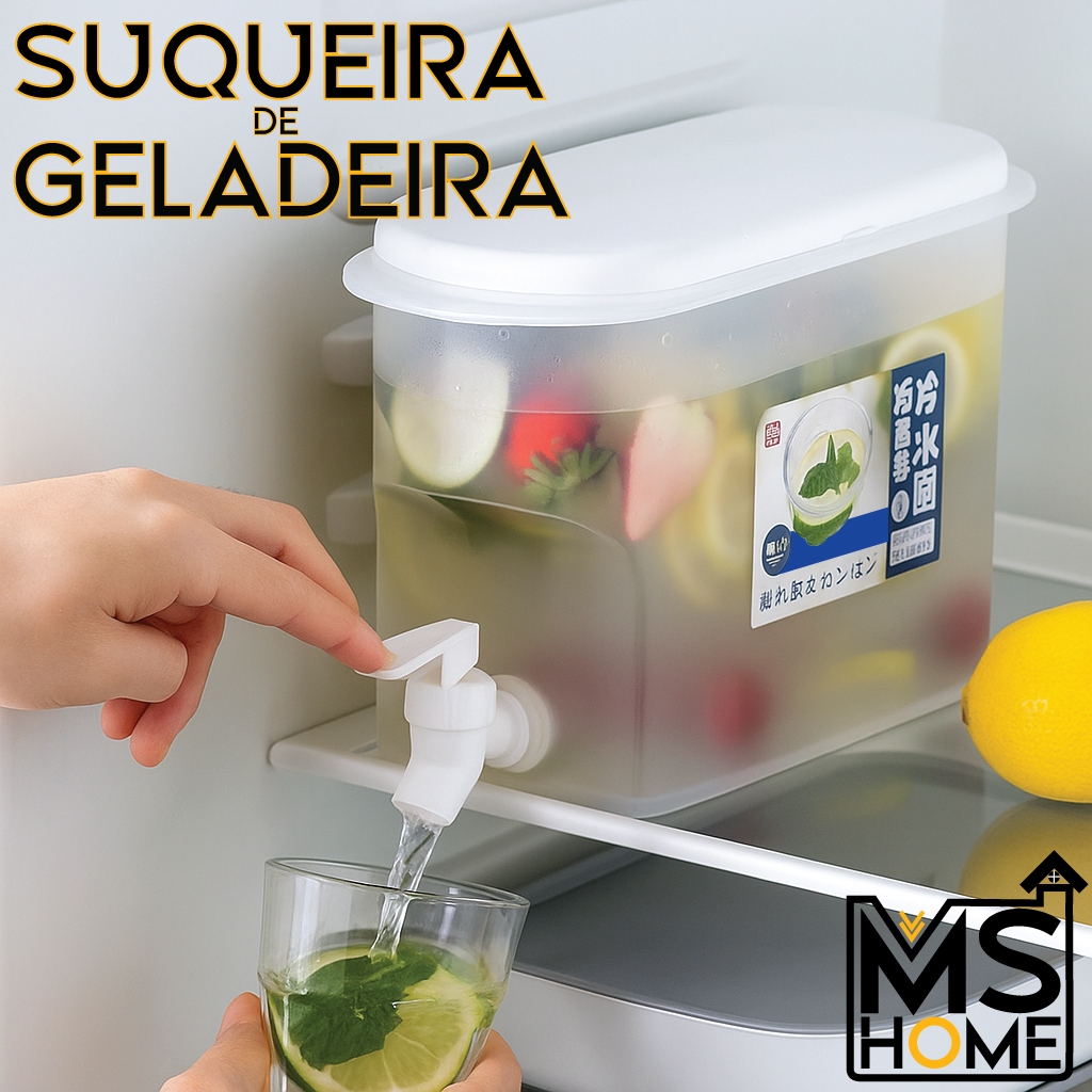 Imagem Suqueira Plastica Com Torneira Com tampa Para Geladeira Capacidade 3 Litros Para Agua Saborizada 3L