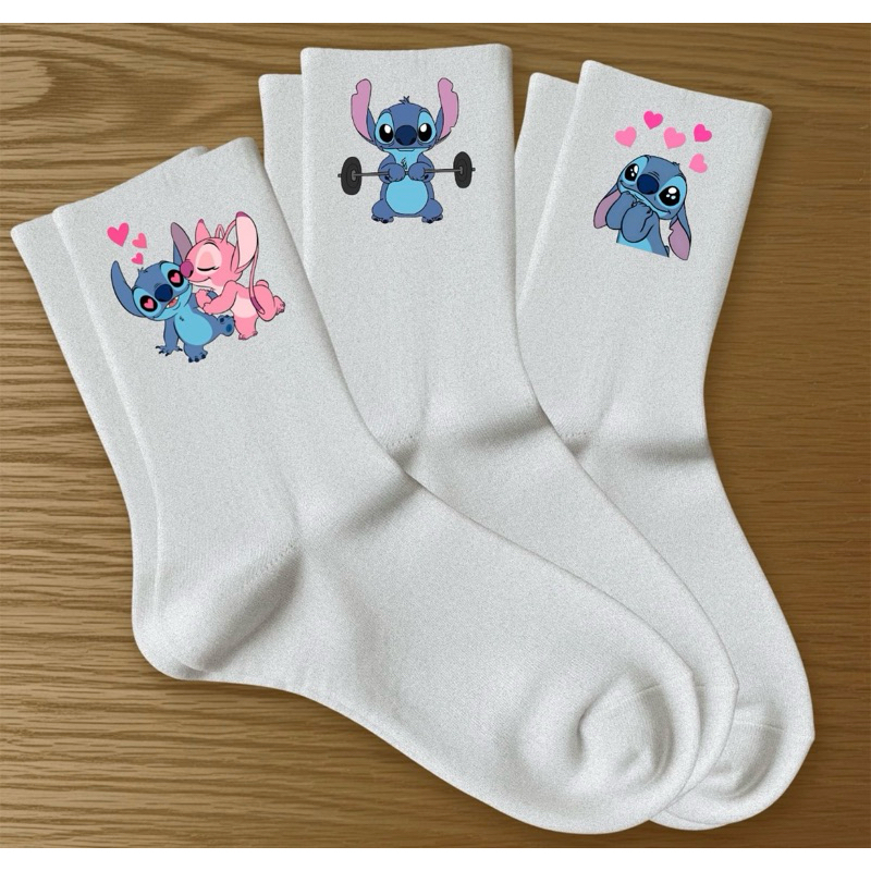 kit 3 Meias Stitch Algodão Estampada Esportiva Academia Confortável