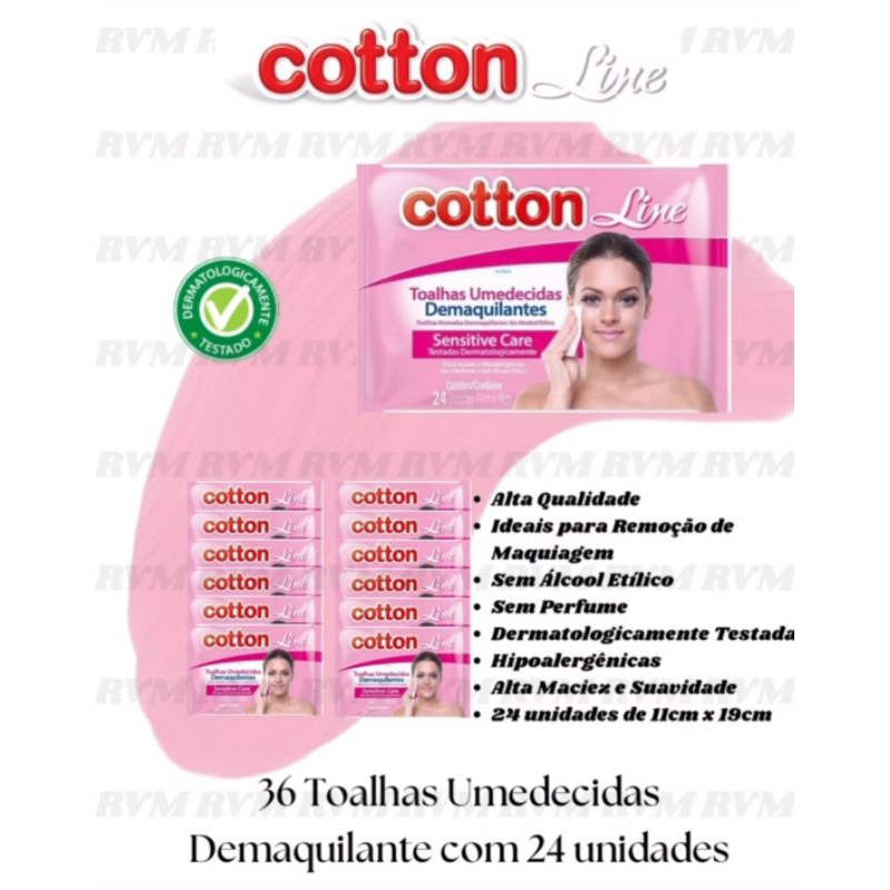 KIT 36 Pacotes de Lenços Demaquilantes Cotton e 10 Pacotes de Lenços com 24 unidades cada.