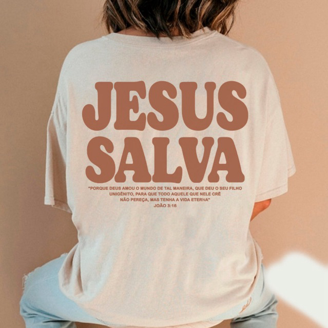 Camiseta Unissex Algodão Gospel Cristã Jesus Salva em Oferta na Shopee