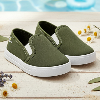 Tênis Iate Calce Fácil Slip On Infantil Confortável Escolar Menino e Menina Verde Militar em Oferta na Shopee