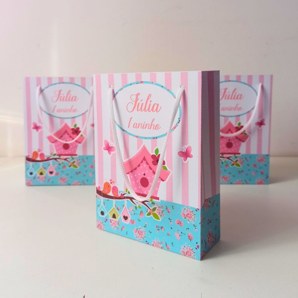Sacolinha Personalizada Jardim dos Pássaros Jardim Encantado Lembrancinha Aniversário