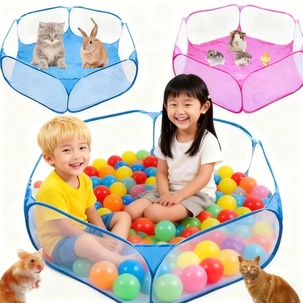 Cercado Dobrável 120cm Piscina de Bolinhas Oceânica Hexagonal / Impermeável Para Bebês e Pets / Cercadinho Infantil