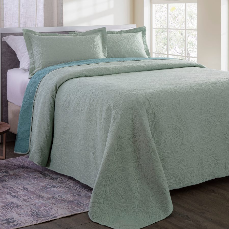 Kit Cobre Leito Colcha Solteiro, Casal, Queen, King Ternura 03 Peças Dupla Face Ultrasonic - Housing